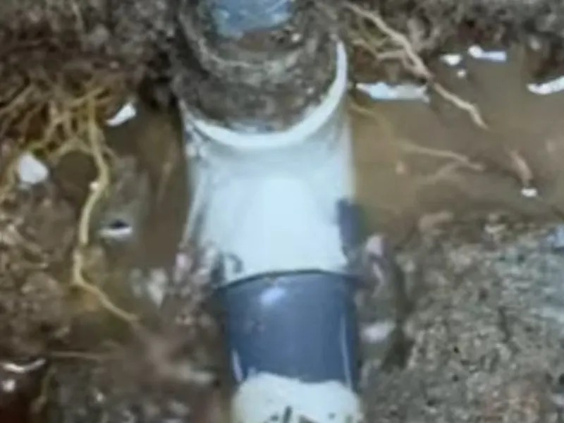 Excavated sewer line with pipe repair access for Plumber in Royersford, PA | Pottstown Plumbing Pros in Royersford, PA