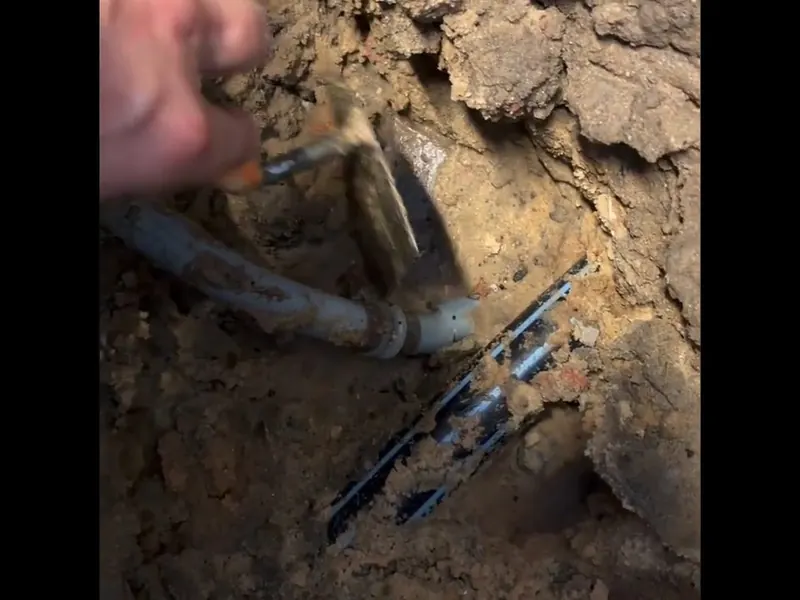 Opened concrete slab with exposed water line for 24/7 Emergency Plumber in Pottstown, PA in Pottstown, PA