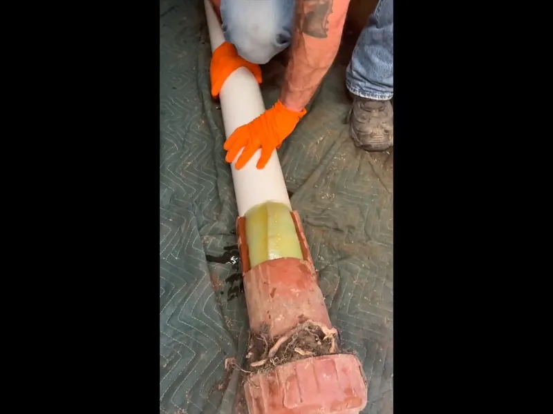 Service line pipe being replaced near the foundation for Pennsylvania American Water Lead Service Line Program: A Pottstown Homeowner's Guide in Pottstown, PA on this page